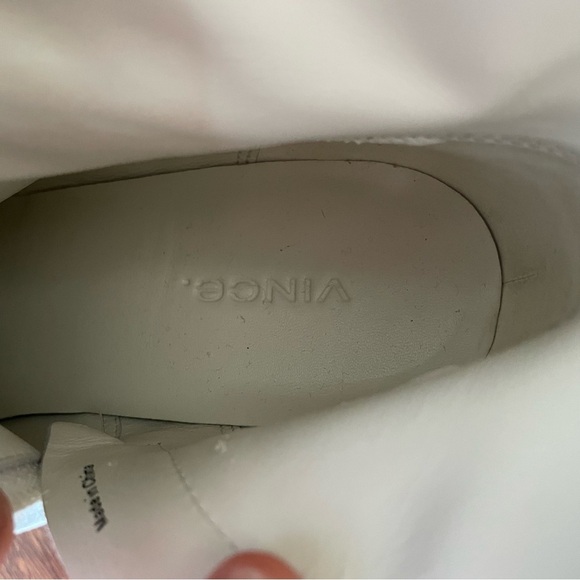 Vince Nicco Leather Boot White Wood Patform Heel Clog Zipper Womens 7.5 - Picture 9 of 11